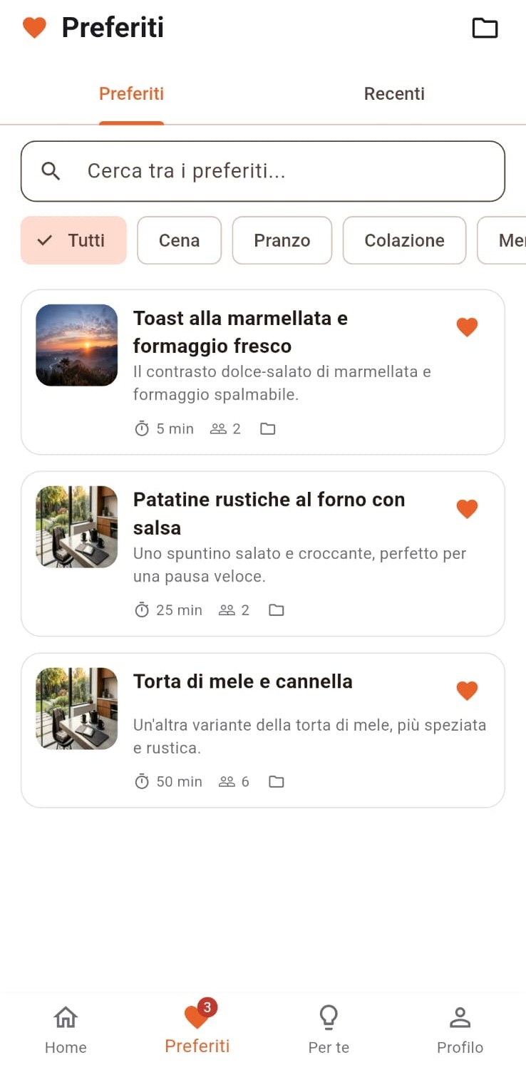 Lista dei preferiti in IspirEat
